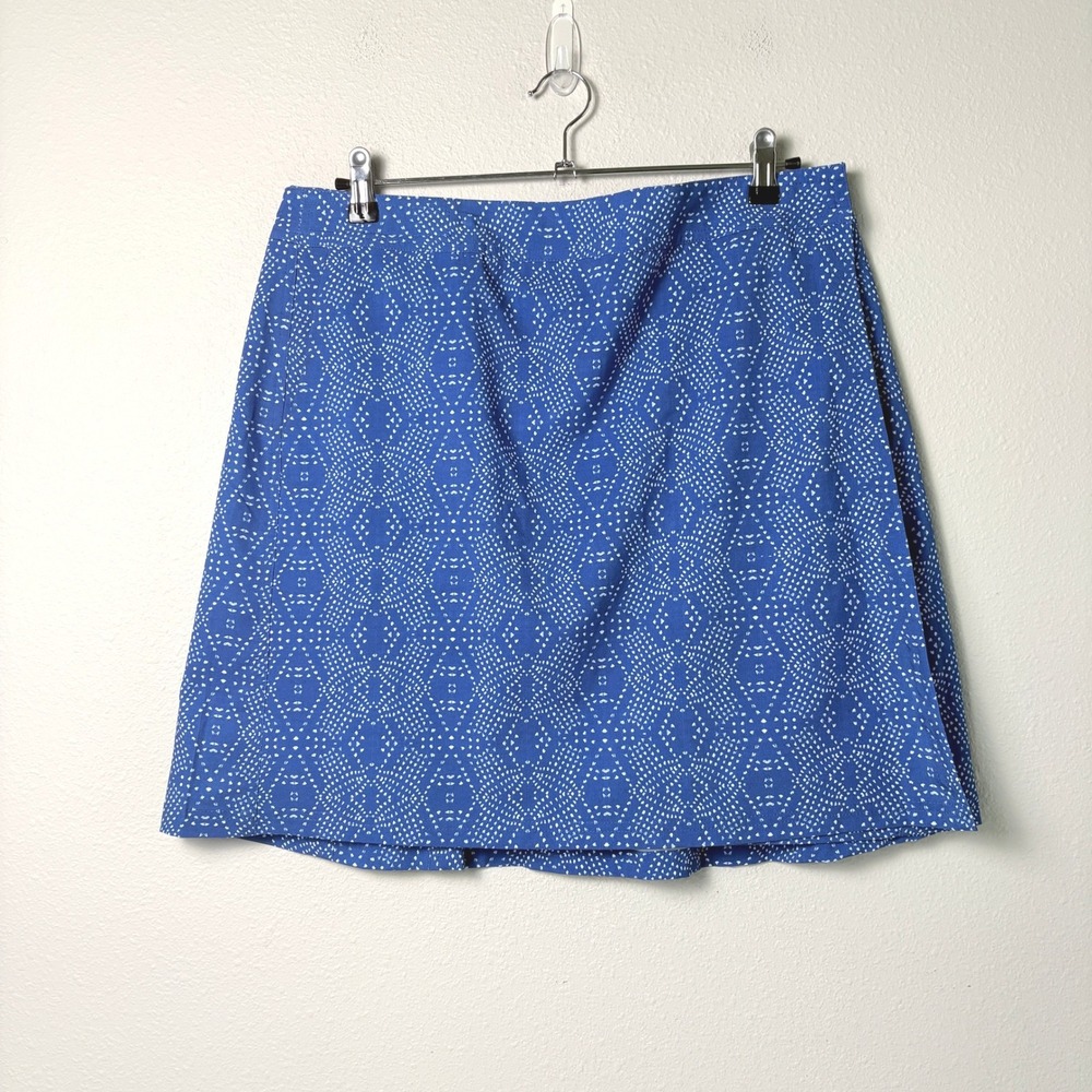 RipSkirt Hawaii Wrap Skirt Womens L Blue White Geometric Dot Mini Pockets Casual
